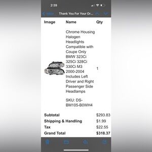 E46 3Series/M3 Chrome Housing Halogen Headlights for BMW Coupe